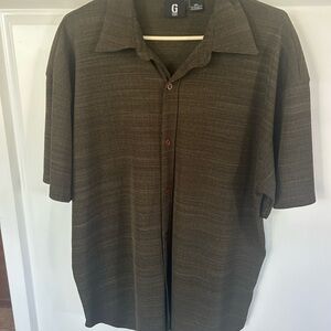 Guess Olive Brown Green Short Sleeve Shirt XXL Fits Like an XL